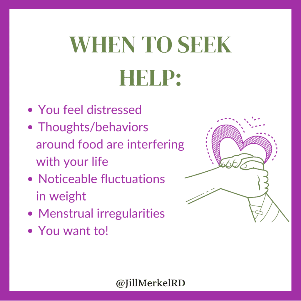 When to seek help for disordered eating.